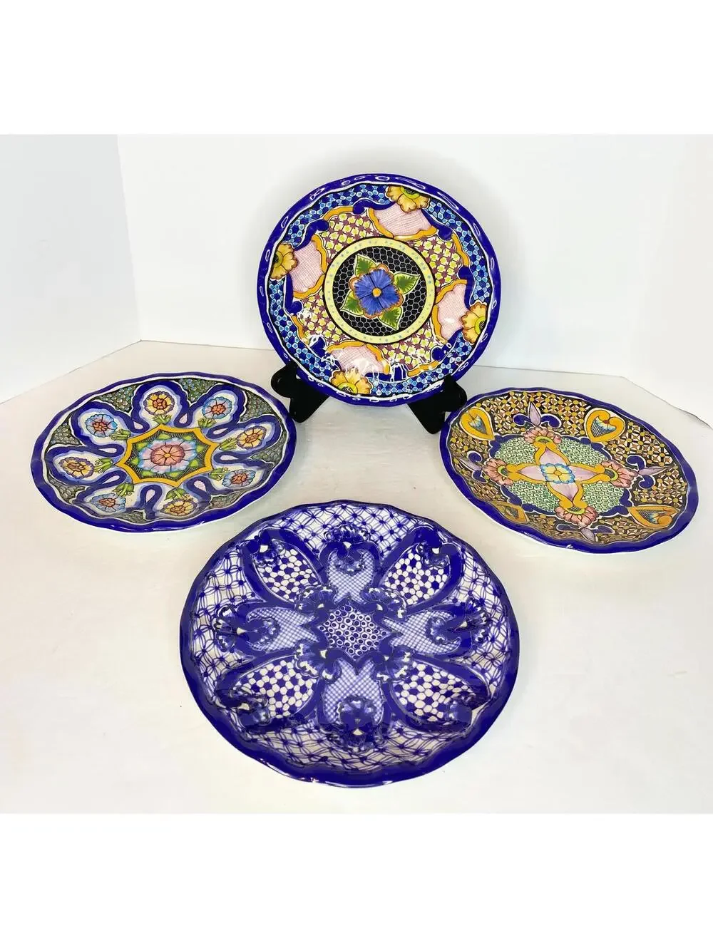 Pottery Barn Del Sol Melamine Salad Plates Mixed Pattern Set of 4 Multicolor